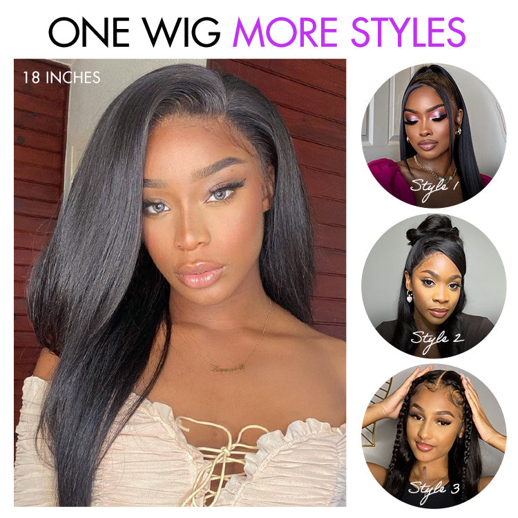PreMax Wigs - Flexi-Fit Drawstring Cap Silky Straight Glueless 13x4 Frontal Lace Human Hair Wig Pre-Cut Lace