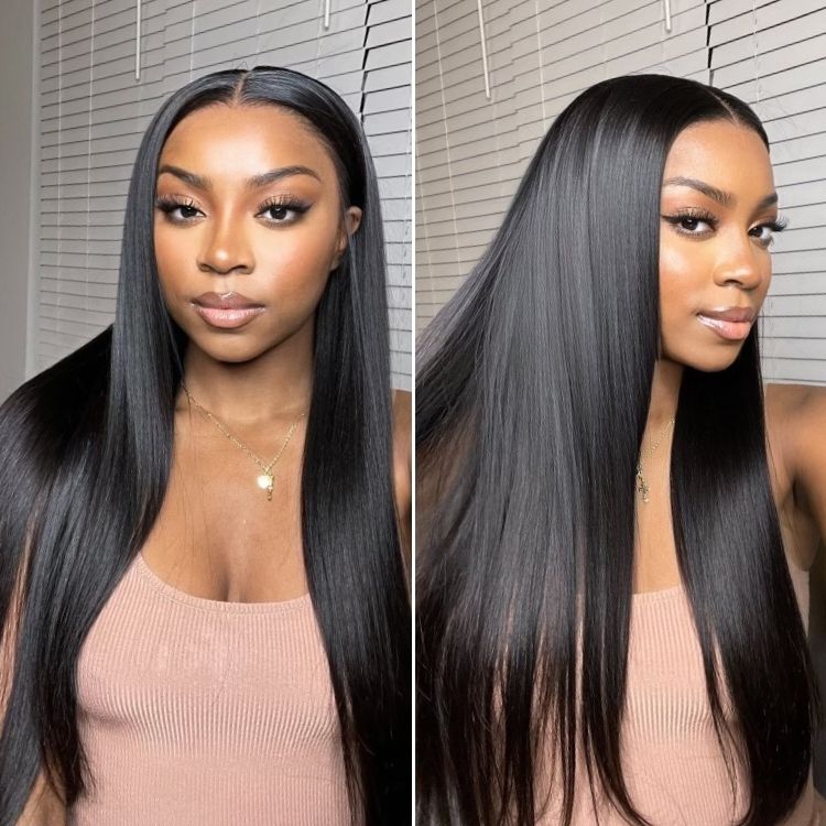 PreMax Wigs - Flexi-Fit Drawstring Cap Silky Straight Glueless 13x4 Frontal Lace Human Hair Wig Pre-Cut Lace