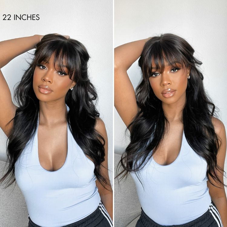 Luvme All-Day Comfort™ Wig 180% Density Loose Body Wave Glueless 7x6 Closure HD Lace Human Hair Wig with Bangs Pre-Cut Lace