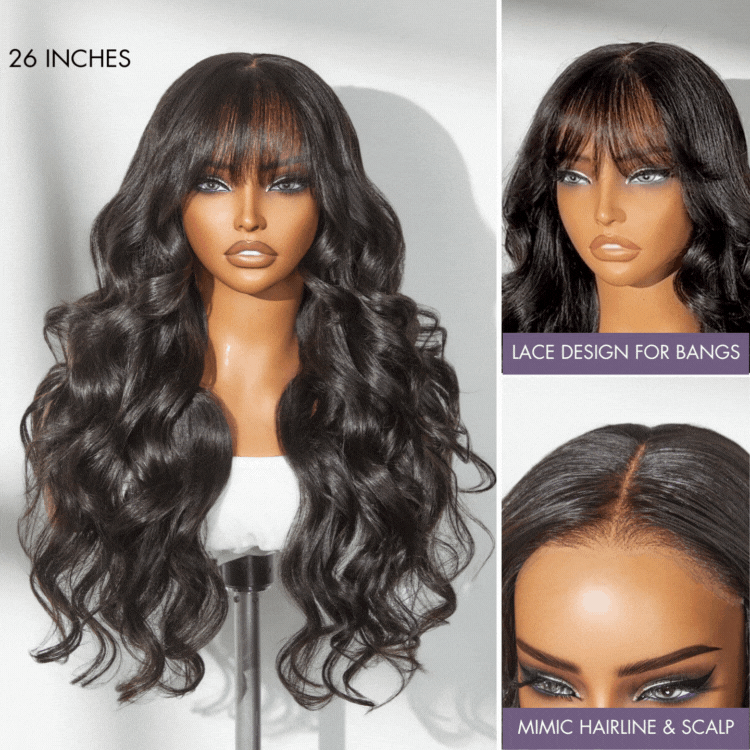 Exclusive Sale | Luvme All-Day Comfort™ Wig Loose Body Wave Glueless 7x6 Closure HD Lace Human Hair Wig with Bangs Pre-Cut Lace