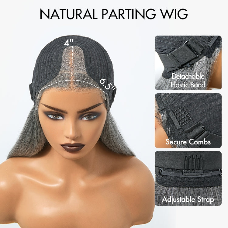 Crazy Wednesday | Salt and Pepper Straight Glueless Minimalist HD Lace T Part Grey Wig Pre-Cut Lace
