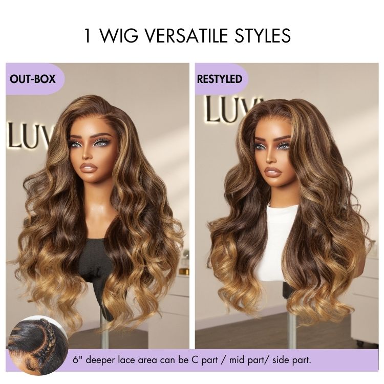 Luvme All-Day Comfort™ Wig 180% Density Sun-Kissed Blonde Ombre Highlight Loose Body Wave Glueless 7x6 Closure HD Lace Wig Pre-Cut Lace