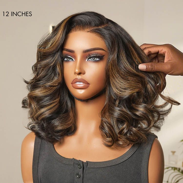 Luvme All-Day Comfort™ Wig 200% Density Brown Highlight Loose Body Wave Glueless Minimalist HD Lace Wig Pre-Cut Lace
