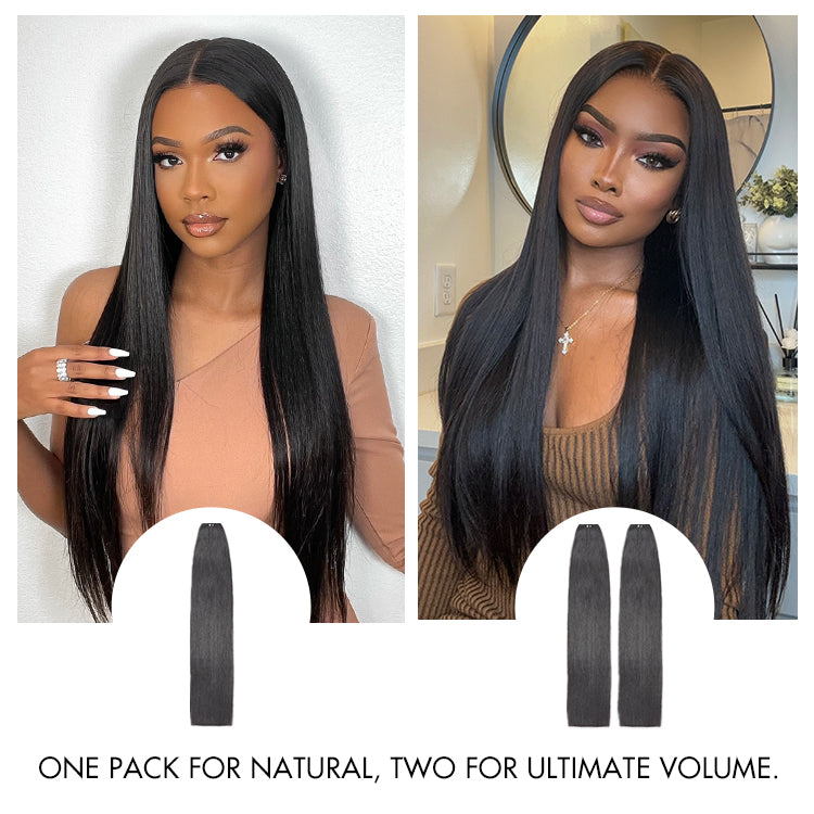 Luvme Too Easy Texture™ Yaki Straight Invisible Edge Clip in Hair Extensions Human Hair 110g 6pcs with Free Gift