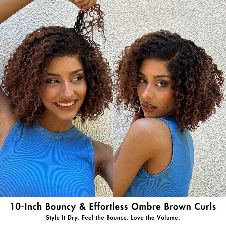 New Customers Only | Trendy Short Cut Curly Minimalist HD Lace Glueless Side Part Wig 100% Human Hair