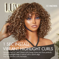 Beginner Friendly Water Wave Minimalist Lace Glueless Short Curly Wig with Bangs