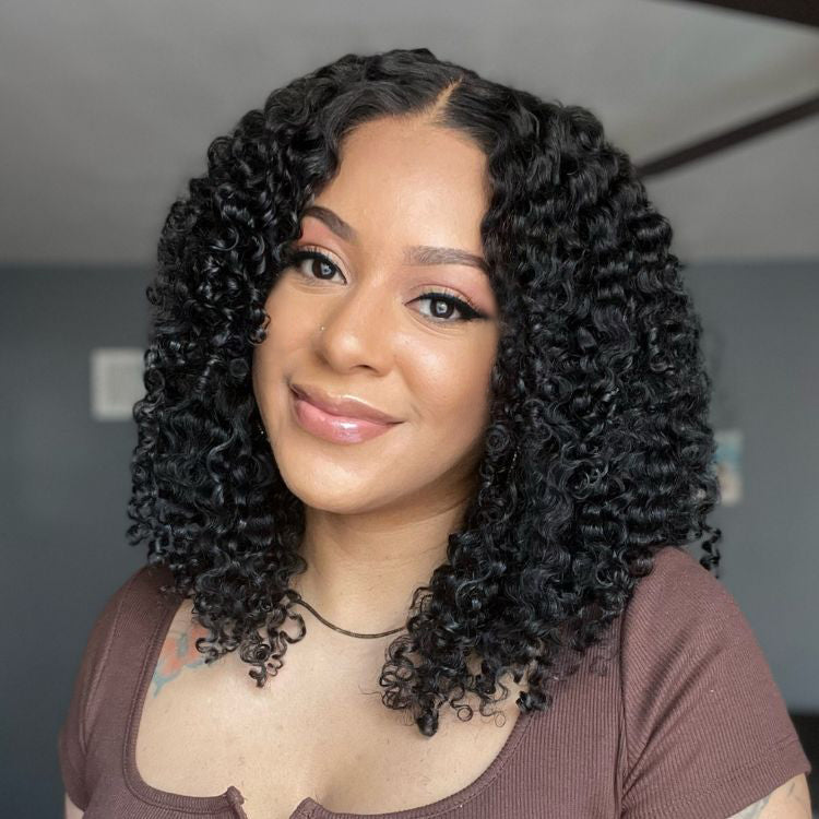 VIP DAY ONLY | 16 Inches Curtain Bangs Jerry Curly Glueless Y-Shape HD Lace Wig - US Only