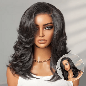 Shake Shape™ | Effortlessly Chic Layered Haircut Wavy Glueless HD Minimalist Lace Short Wig