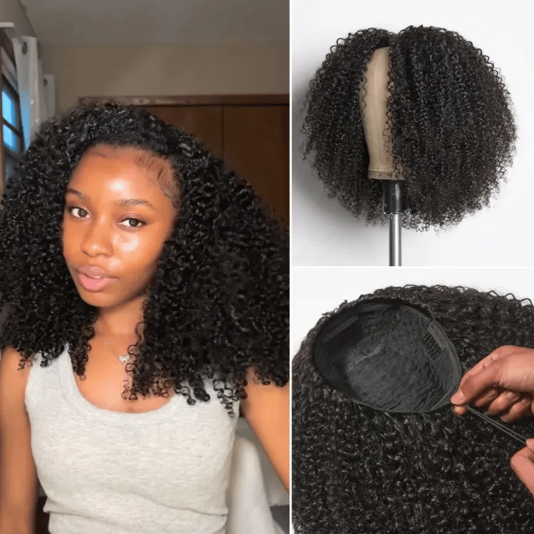 New Customers Only | Luvme Too Easy Texture™ 3-In-1 Half Wig Kinky Curly / Yaki Straight / Messy Burmese Curly Glueless Flexi-Fit Drawstring Wig