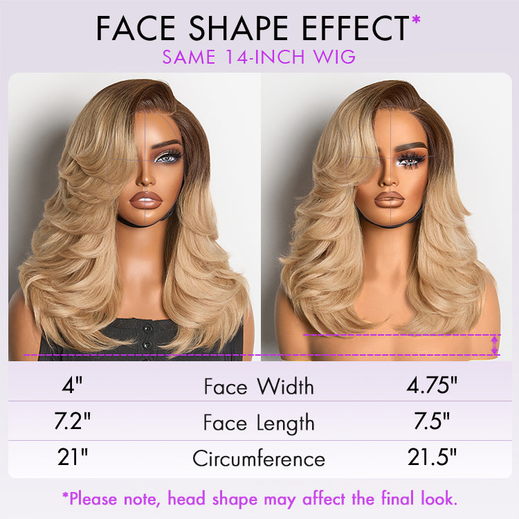 Crazy Wednesday | Ombre Blonde Blow Out Layered Cut Wavy Glueless HD Minimalist Lace Wig
