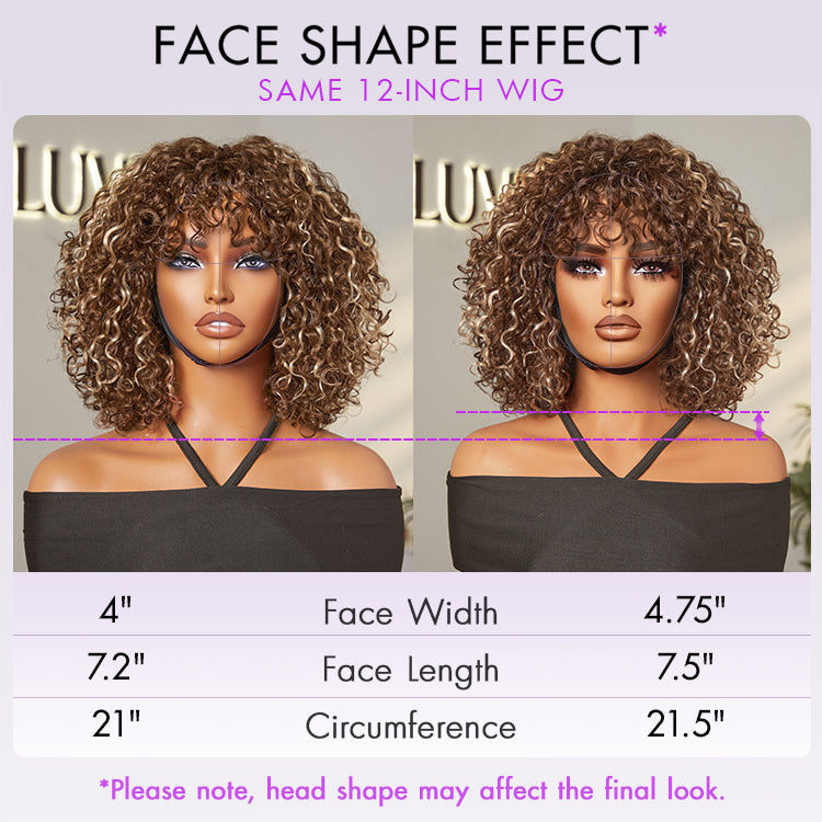 Weekly Special | Beginner Friendly Ash Blonde Highlights Water Wave True Scalp Minimalist Lace Glueless Curly Wig with Bangs