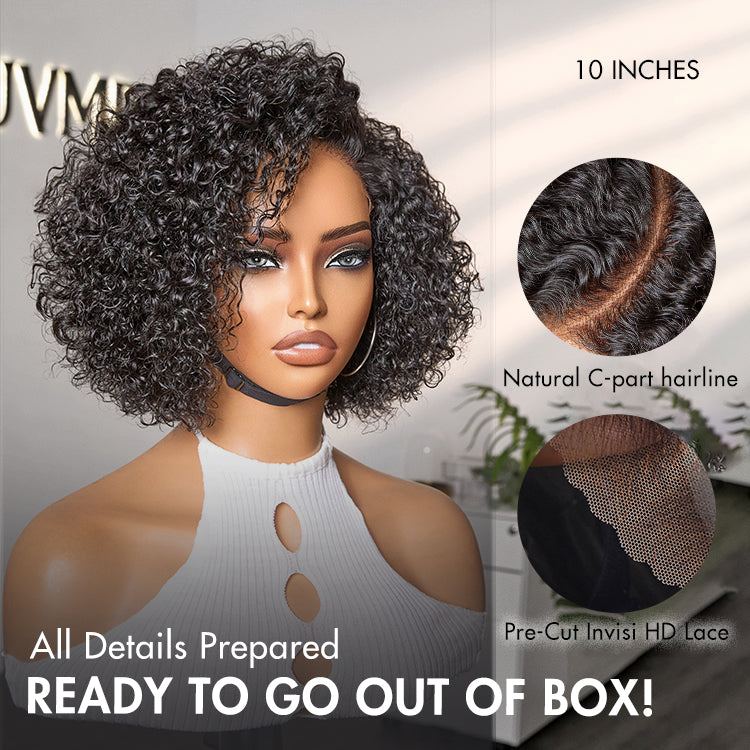 Crazy Wednesday | Trendy Short Cut Curly Minimalist HD Lace Glueless Side Part Wig 100% Human Hair