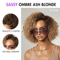 Put On & Go Ombre Ash Blonde Kinky Curly Glueless Minimalist HD Lace Wig Pre-Cut Lace - US Only