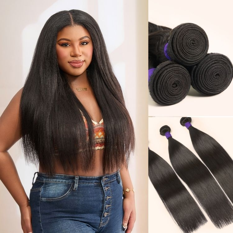 Luvme Too Easy Texture™ Yaki Straight 100% Virgin Human Hair Bundles 1pc / 3pcs
