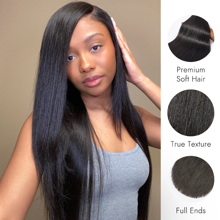 Luvme Too Easy Texture™ Yaki Straight 100% Virgin Human Hair Bundles 1pc / 3pcs