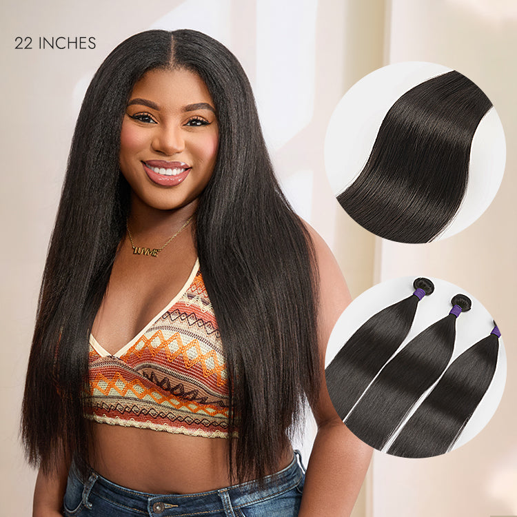 Luvme Too Easy Texture™ Yaki Straight 100% Virgin Human Hair Bundles 1pc / 3pcs