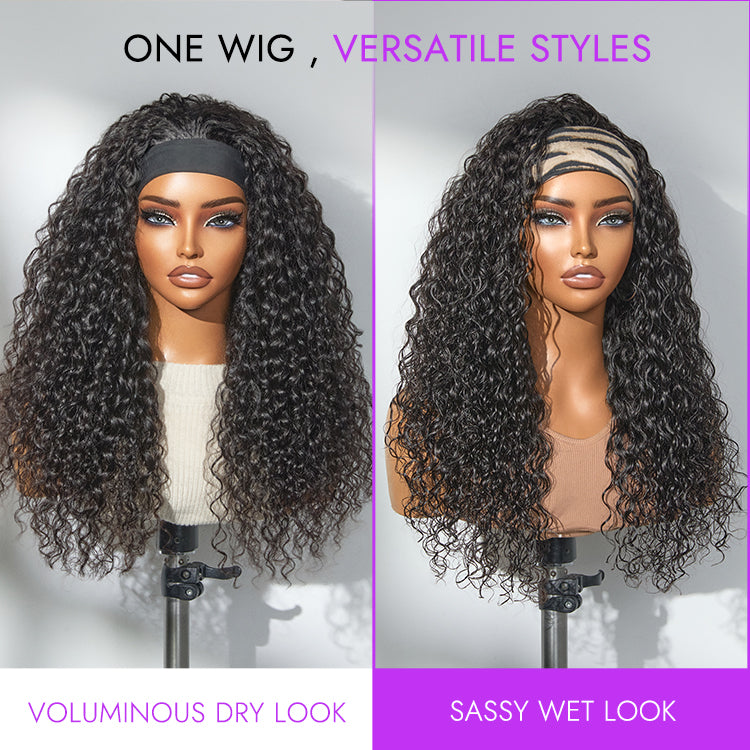 Luvme Too Easy Texture™ Wig 180% Density Water Wave Glueless Headband Wig Flexi-Fit Drawstring (Get Free Trendy Headbands)