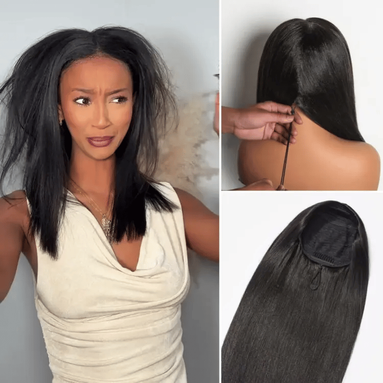 New Customers Only | Luvme Too Easy Texture™ 3-In-1 Half Wig Kinky Curly / Yaki Straight / Messy Burmese Curly Glueless Flexi-Fit Drawstring Wig
