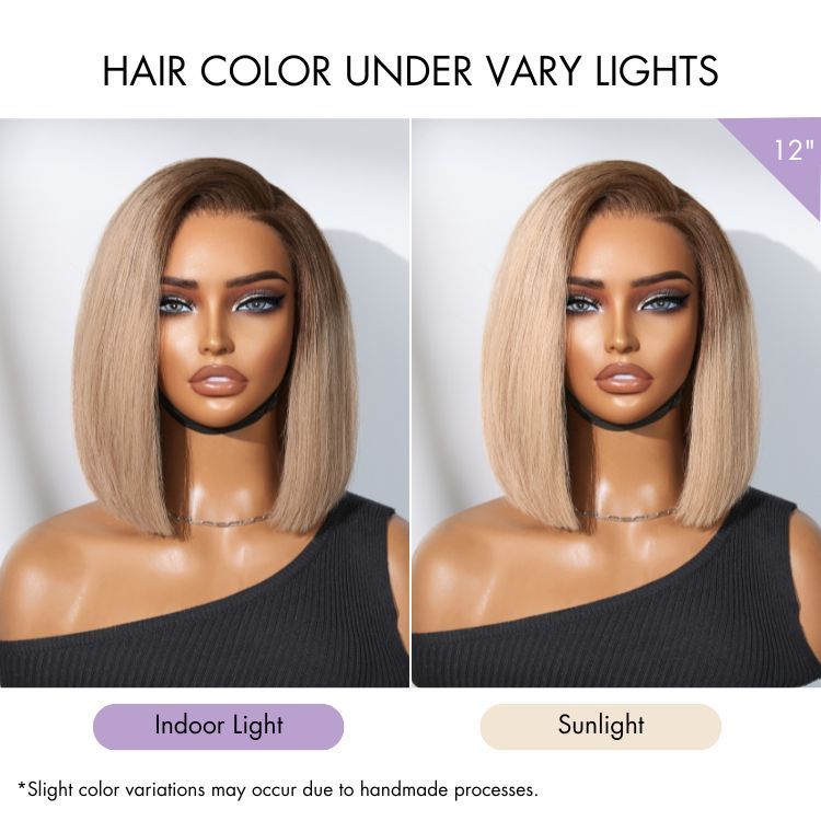 Luvme All-Day Comfort™ Wig Ash Blonde Blunt Cut Bob Glueless Minimalist HD Lace Short Bob Wig Pre-Cut Lace