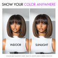 Weekly Special | Put On and Go Brown Highlight Yaki Bob with Bangs Glueless Minimalist Lace Wig Breathable Cap
