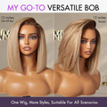 Ash Blonde Ombre Blunt Cut Bob Glueless Minimalist HD Lace Short Bob Wig Ready to Go Pre-Cut Lace