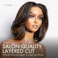 New Customers Only | Limited Design | Blonde Highlights Glueless 5x5 Closure HD Lace Stacked Bob Wig | Large & Small Cap Size