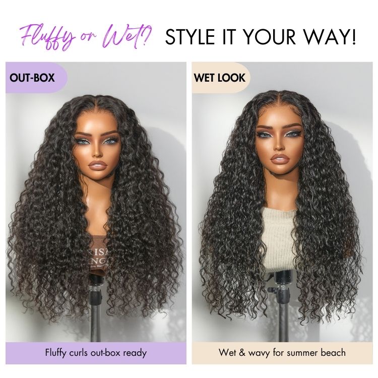 Special Deal | PreMax 180% / 250% 13x4 Water Wave Flexi-Fit Invisible Drawstring Fluffy Curly Glueless Wig Pre-Cut Lace