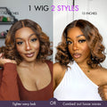 Luvme Hair 180% Density Elegant Brown Ombre Loose Wave Minimalist HD Lace Glueless Short Wig 100% Human Hair Pre-Cut Lace