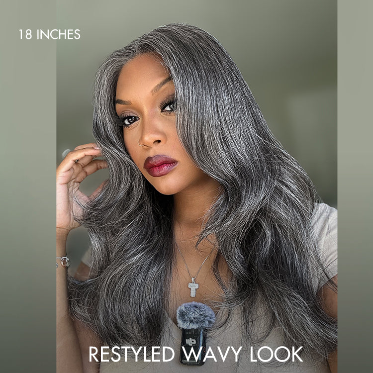 Crazy Wednesday | Salt and Pepper Straight Glueless Minimalist HD Lace T Part Grey Wig Pre-Cut Lace
