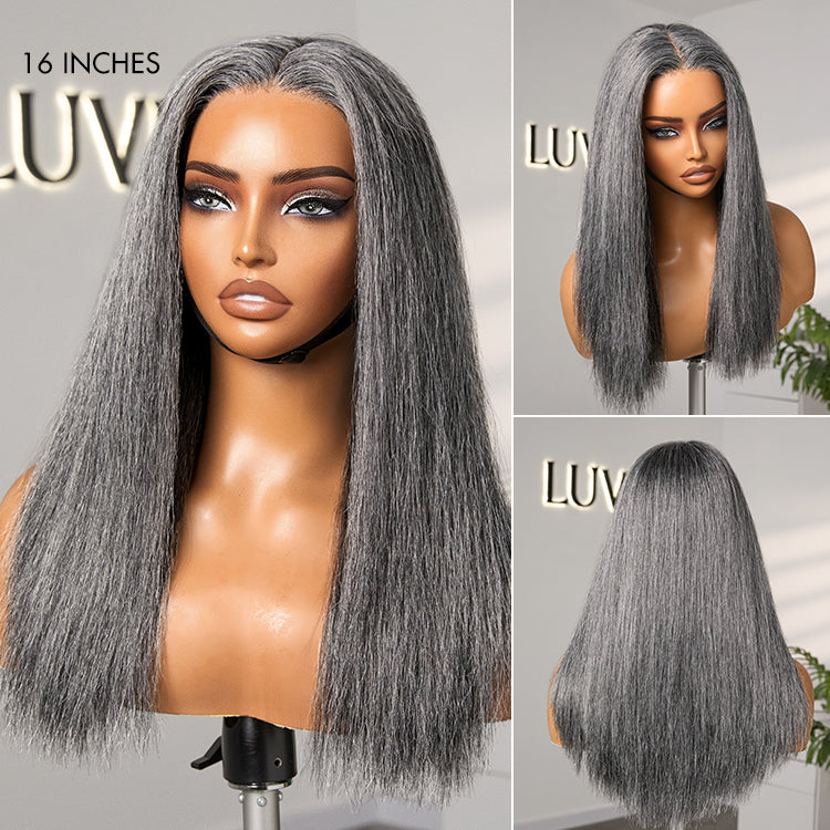 Crazy Wednesday | Salt and Pepper Straight Glueless Minimalist HD Lace T Part Grey Wig Pre-Cut Lace