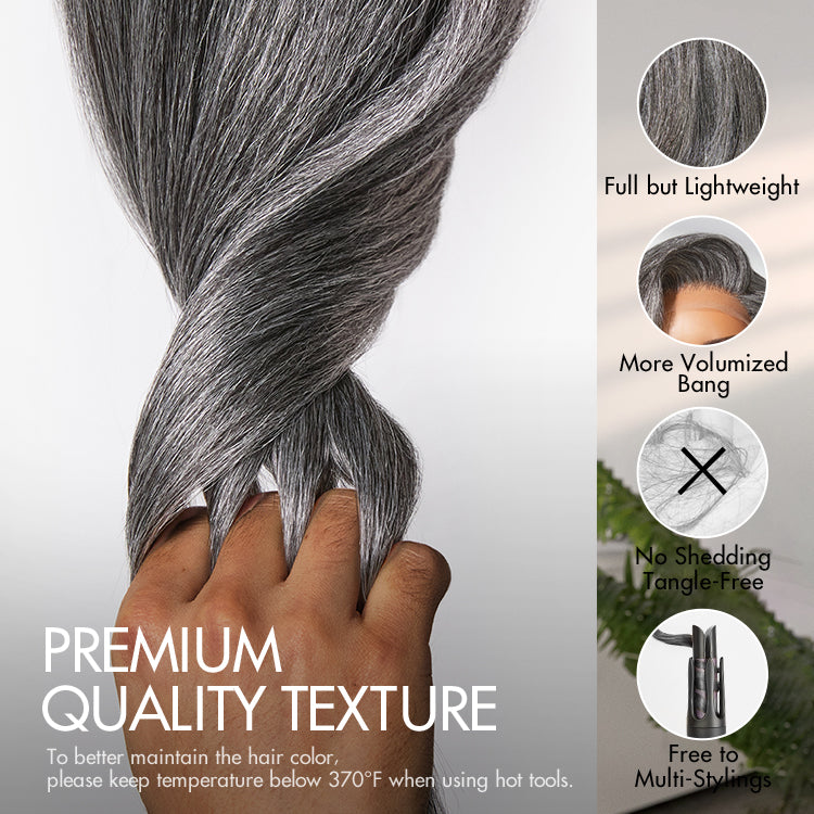 Crazy Wednesday | Salt and Pepper Straight Glueless Minimalist HD Lace T Part Grey Wig Pre-Cut Lace