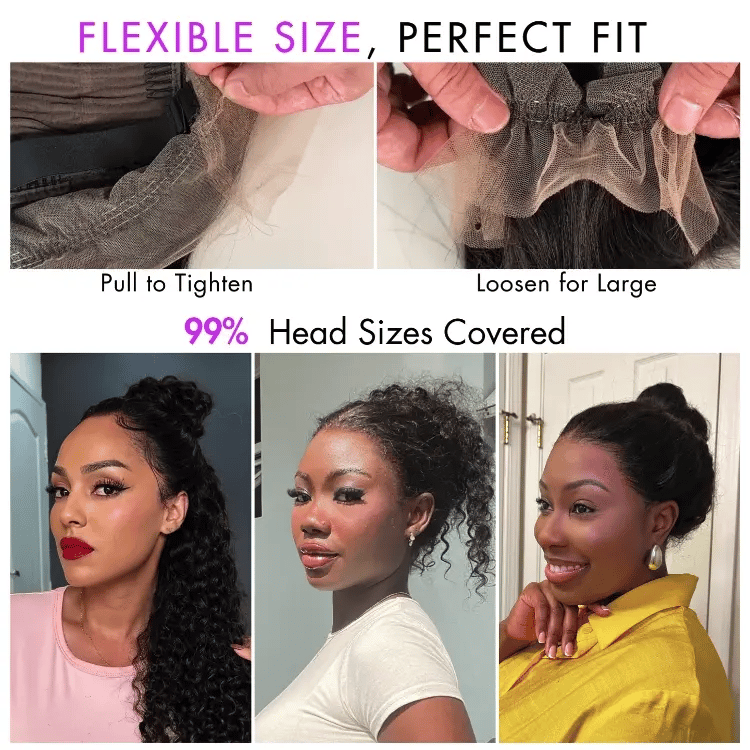 48H Delivery | Water Wave 360 Lace Flexi-Fit Invisi Drawstring Cap Long Wig 100% Human Hair Pre-bleached & Pre-plucked & Pre-Cut Lace -US ONLY