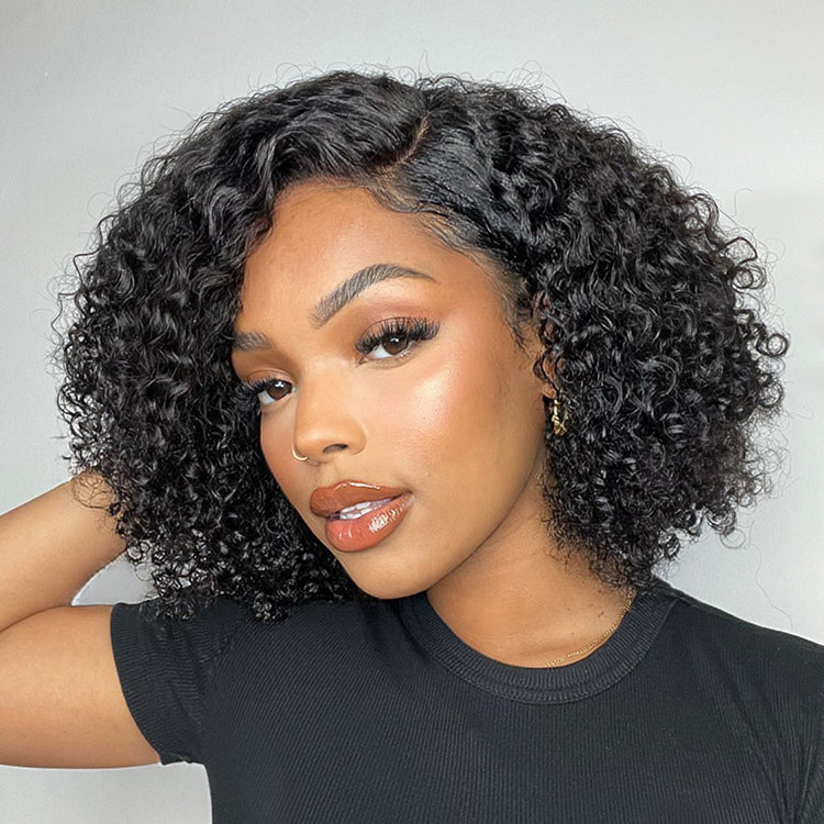 Crazy Wednesday | Trendy Short Cut Curly Minimalist HD Lace Glueless Side Part Wig 100% Human Hair