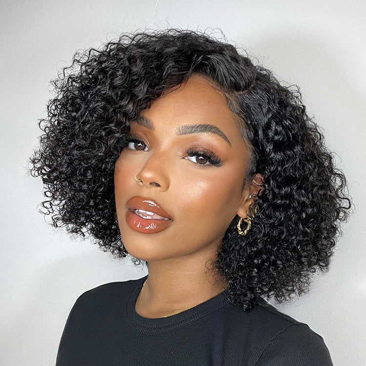 Crazy Wednesday | Trendy Short Cut Curly Minimalist HD Lace Glueless Side Part Wig 100% Human Hair