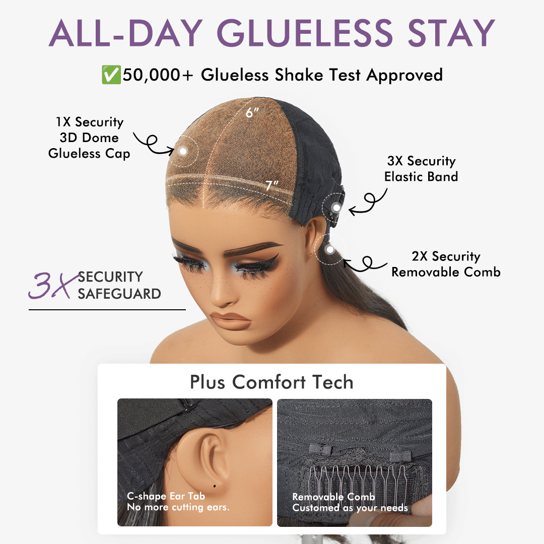 Luvme All-Day Comfort™ Wig 180% Density Layered Loose Body Wave Glueless 7x6 Closure HD Lace Human Hair Long Wig Pre-Cut Lace