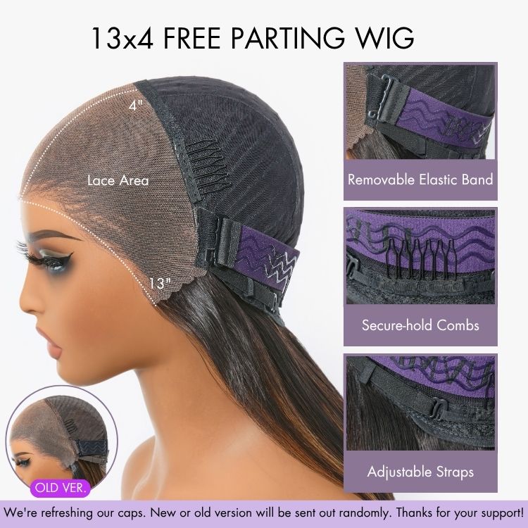 Honey Blonde Highlight / Black Loose Body Wave Glueless 13x4 Lace Front Wig