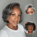 New Customers Only | Boss Vibe Salt & Pepper Layered Bob / Body Wave Glueless Pre-Cut Minimalist Lace Grey Wig