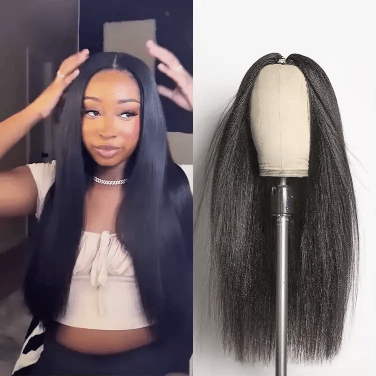Luvme Too Easy Texture™ 180% Density Yaki Straight Glueless V Part Flexi-Fit Drawstring Wig Beginner Friendly