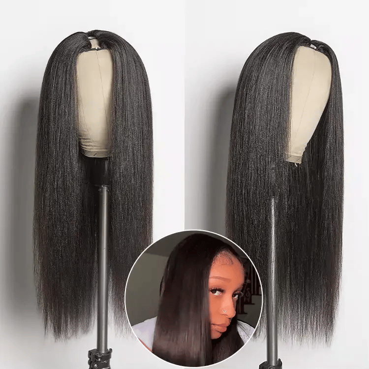 Luvme Too Easy Texture™ 180% Density Yaki Straight Glueless V Part Flexi-Fit Drawstring Wig Beginner Friendly