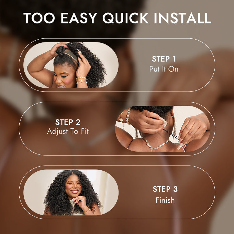 Luvme Too Easy Texture™ 180% Density Yaki Straight Glueless V Part Flexi-Fit Drawstring Wig Beginner Friendly