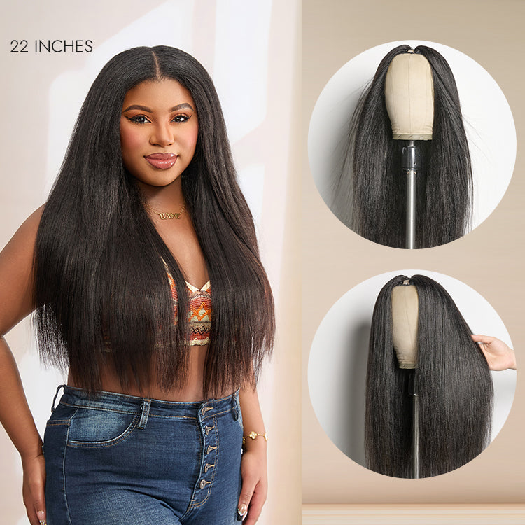 Luvme Too Easy Texture™ 180% Density Yaki Straight Glueless V Part Flexi-Fit Drawstring Wig Beginner Friendly