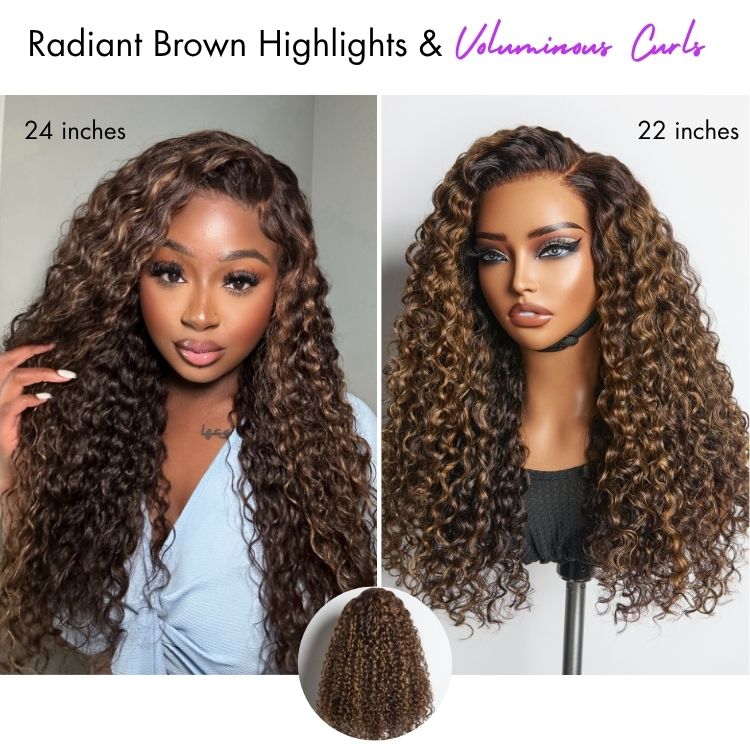 Weekly Special | Luvme All-Day Comfort™ Wig PartingMax Brown Highlights Funmi Curly 7x6 Closure HD Lace Glueless Wig Pre Cut Lace