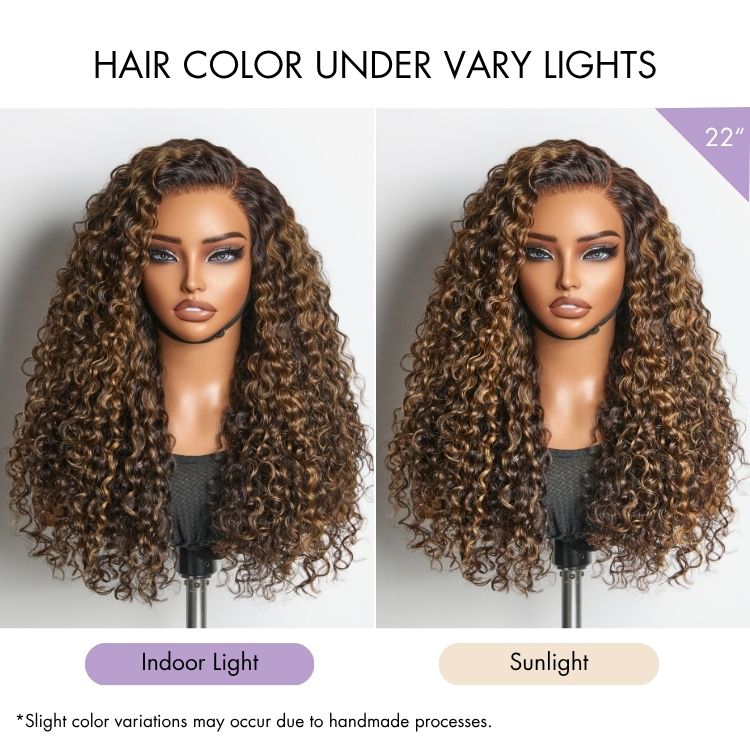 Weekly Special | Luvme All-Day Comfort™ Wig PartingMax Brown Highlights Funmi Curly 7x6 Closure HD Lace Glueless Wig Pre Cut Lace
