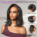 Crazy Wednesday | Natural Look Yaki Texture Layered Bangs Bob Wig Glueless Minimalist HD Lace Human Hair Wig Pre-Cut Lace