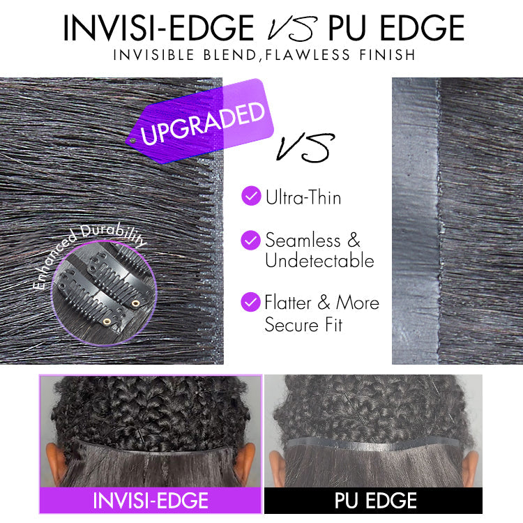 New Customers Only | Messy Burmese Curly Invisible Edge Seamless Clip in Extensions Human Hair with Free Gift