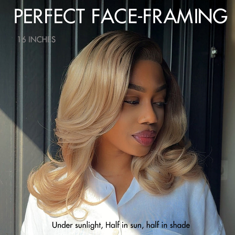 Crazy Wednesday | Ombre Blonde Blow Out Layered Cut Wavy Glueless HD Minimalist Lace Wig