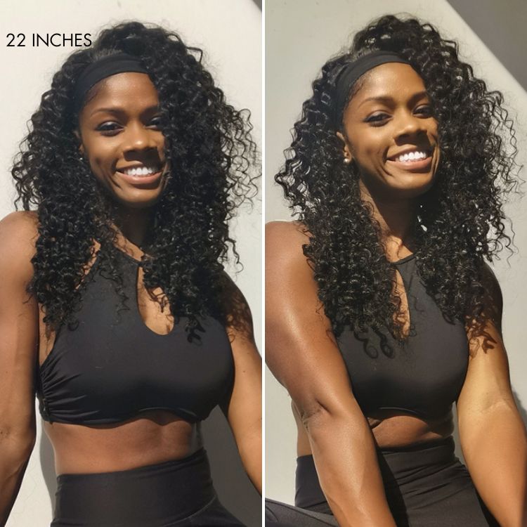 Weekly Special | Black / Brown Highlight Deep Wave Headband Wig (Get Free Trendy Headbands)
