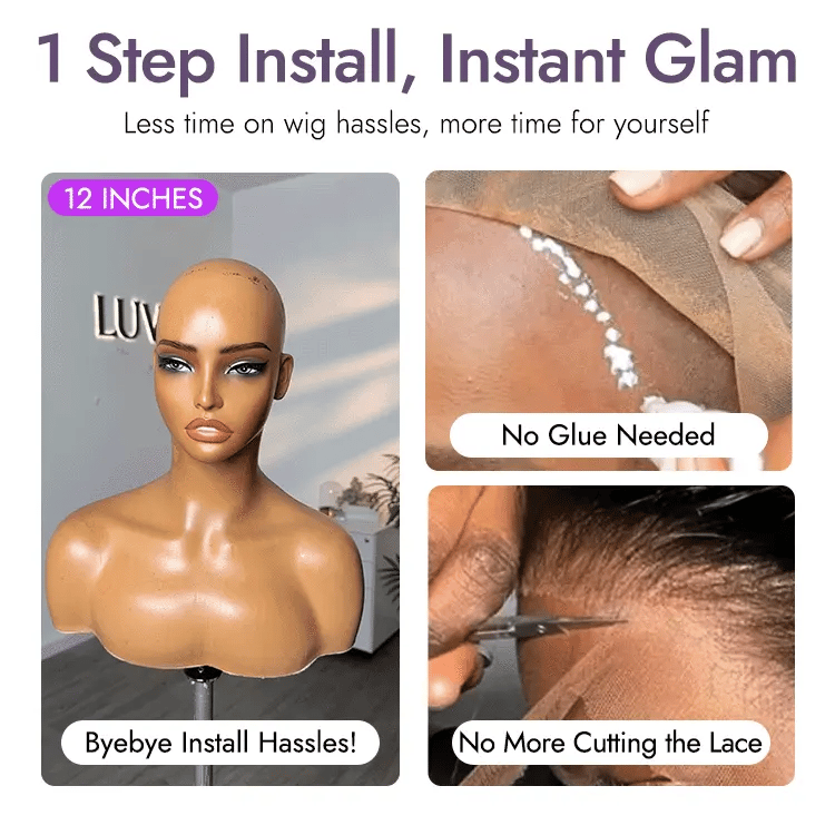 New Customers Only | Beginner Friendly Water Wave Minimalist Lace Glueless Short Curly Wig with Bangs