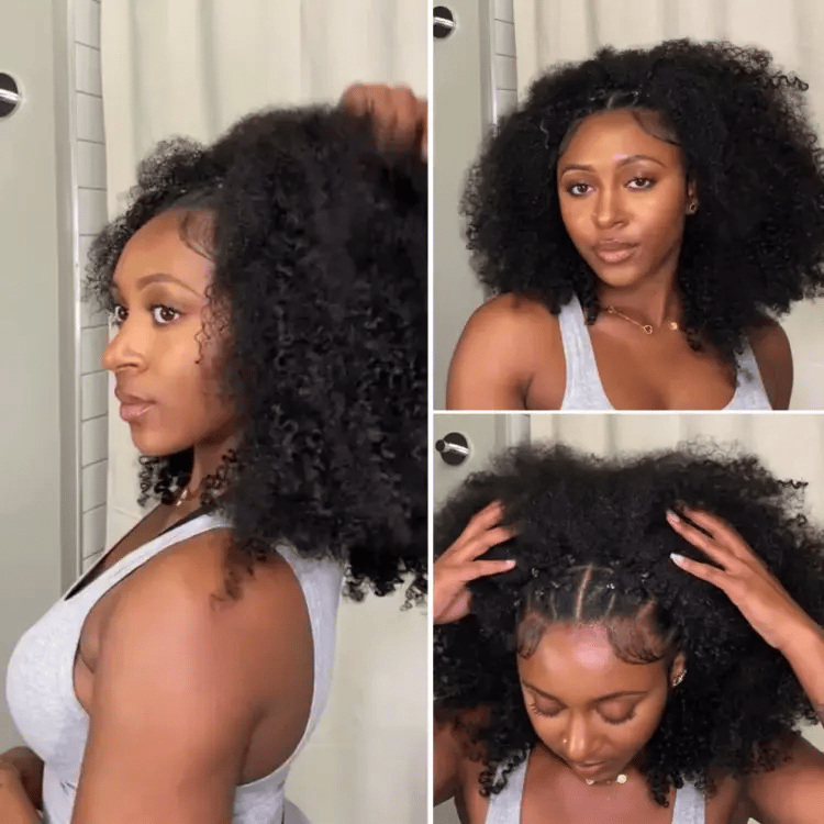 New Customers Only | Luvme Too Easy Texture™ 3-In-1 Half Wig Kinky Curly / Yaki Straight / Messy Burmese Curly Glueless Flexi-Fit Drawstring Wig