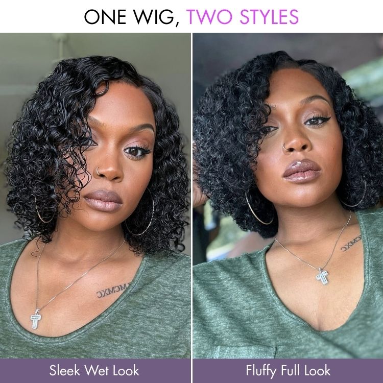 Wet and Wavy 5x5 Closure Pre-Cut Lace Water Wave Wig Glueless Side Part Human Hair Wig Breathable Cap